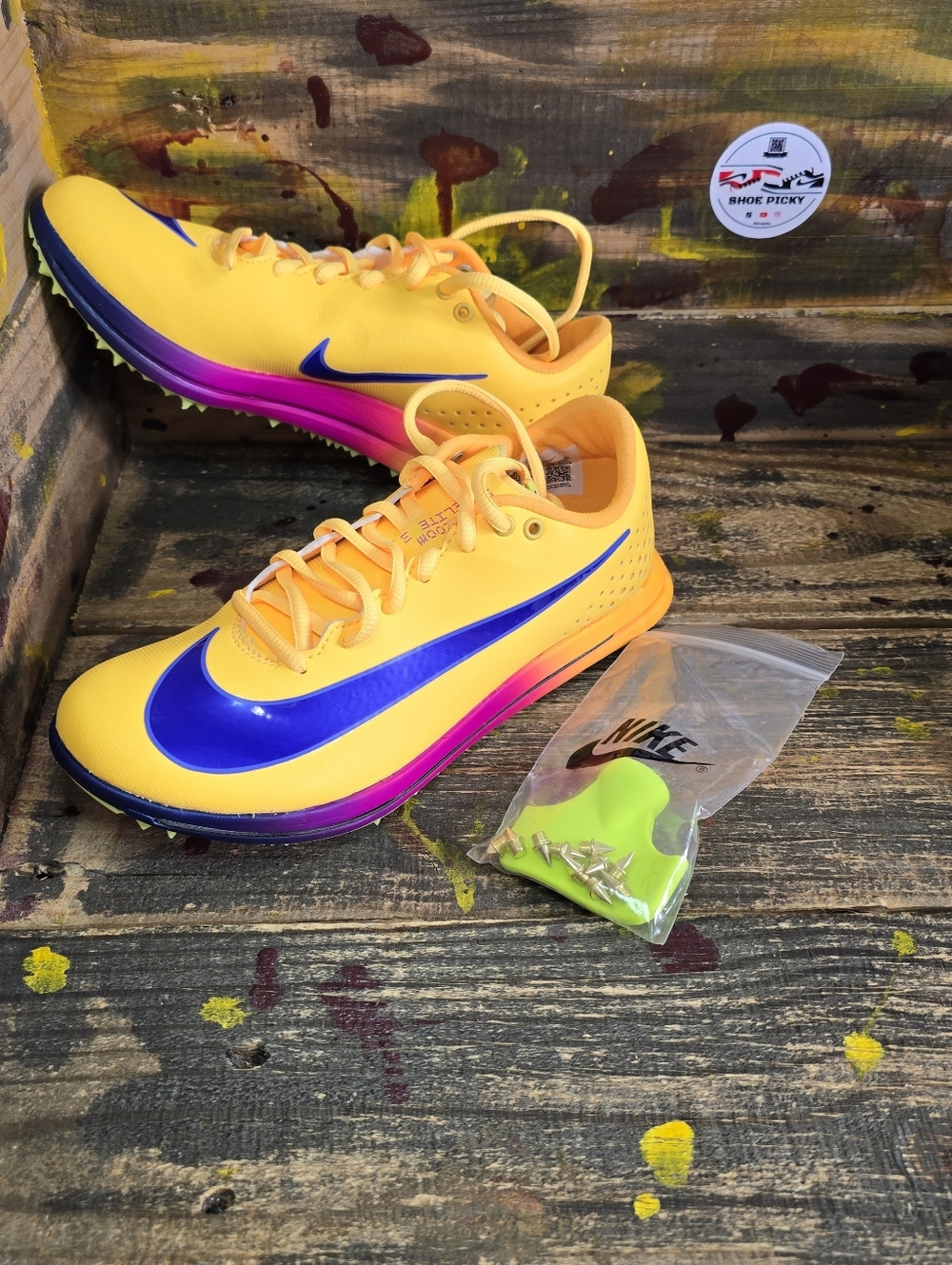 Nike Triple Jump Elite 3 Track Shoes Mens Sz 5.5 Citron Yellow HV6425-800 Spikes